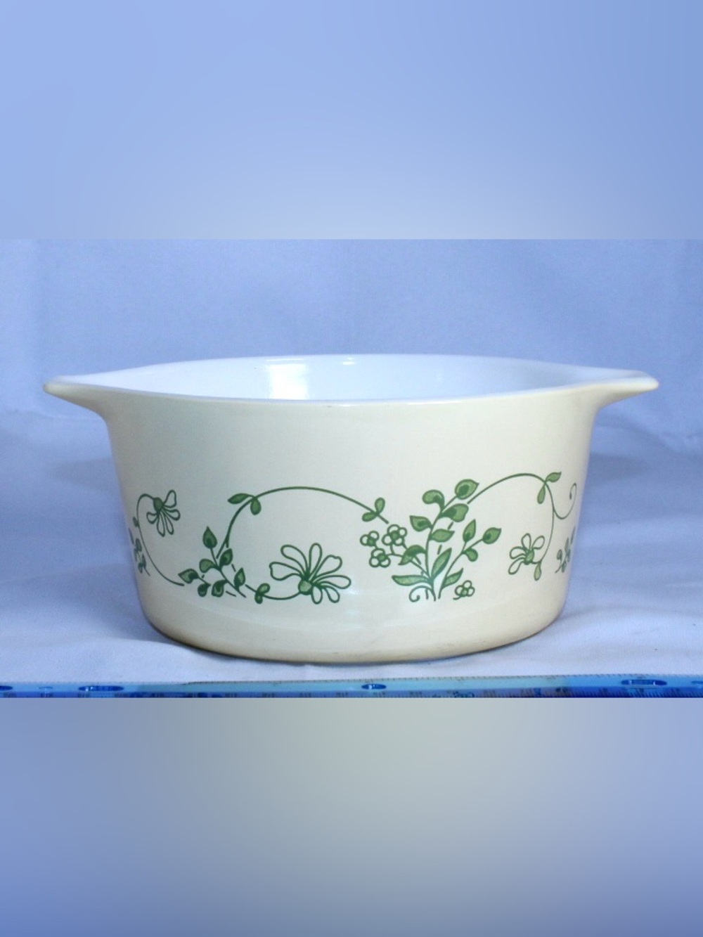 PYREX Milk Glass “Shenandoah” “Wintergreen” Cinderella Dish 1L Model 473 B